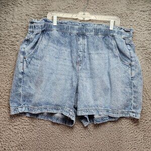Lane Bryant Shorts Womens 16 Blue Denim High-Rise Midi Pull-On